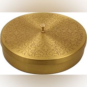 Brass spices masala tin Elegant Gold Decorative Box spoon sections